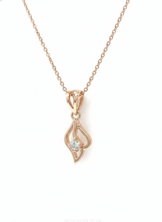 Flameheart Pendant with Chain – 18K Rose Gold Rhodium Plated