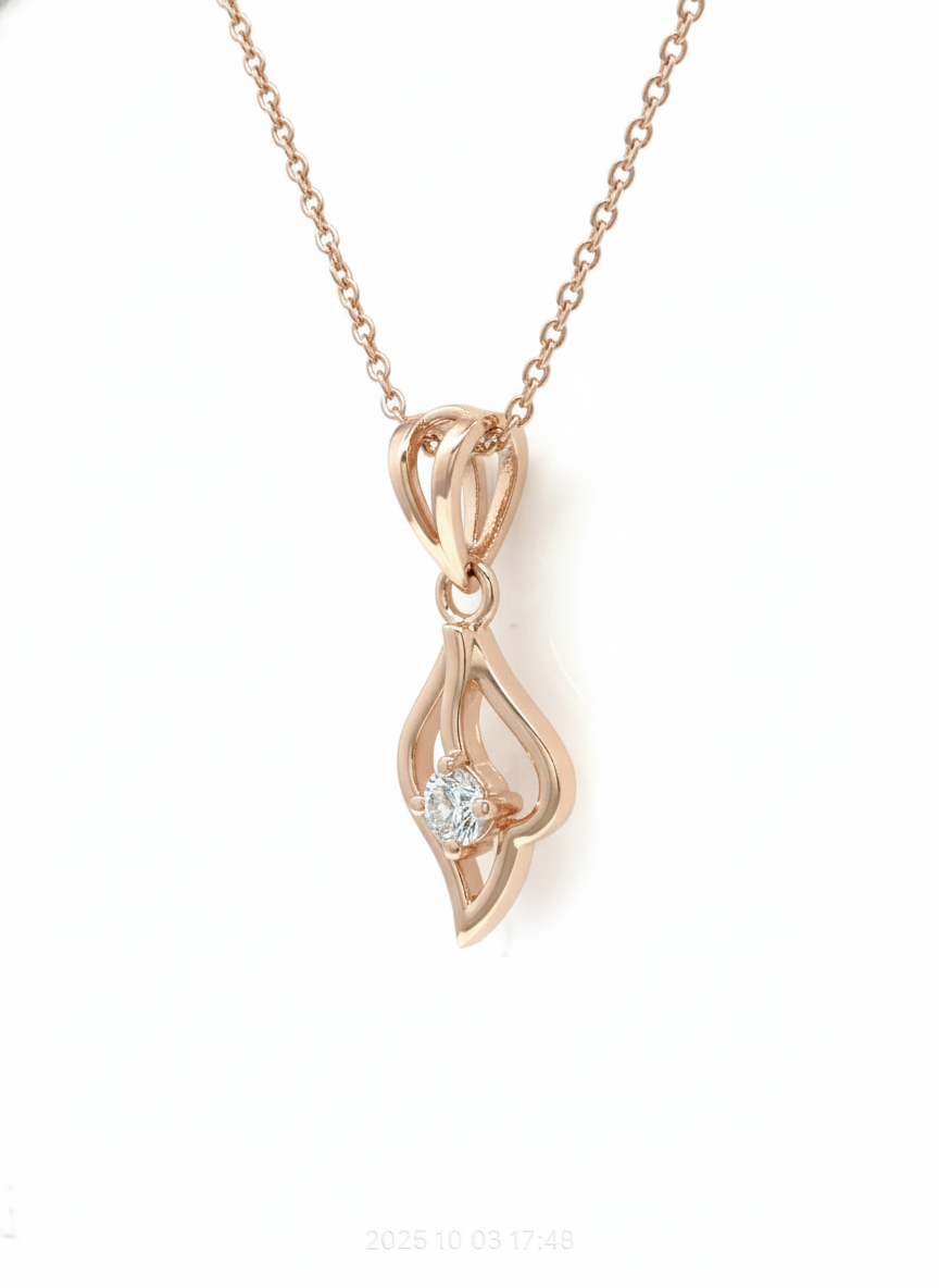 Flameheart Pendant with Chain – 18K Rose Gold Rhodium Plated