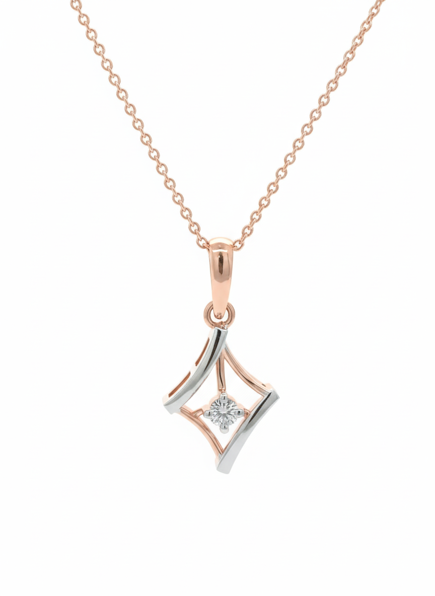 Cresent Edge Pendant with Chain – 18K Rose Gold Rhodium Plated