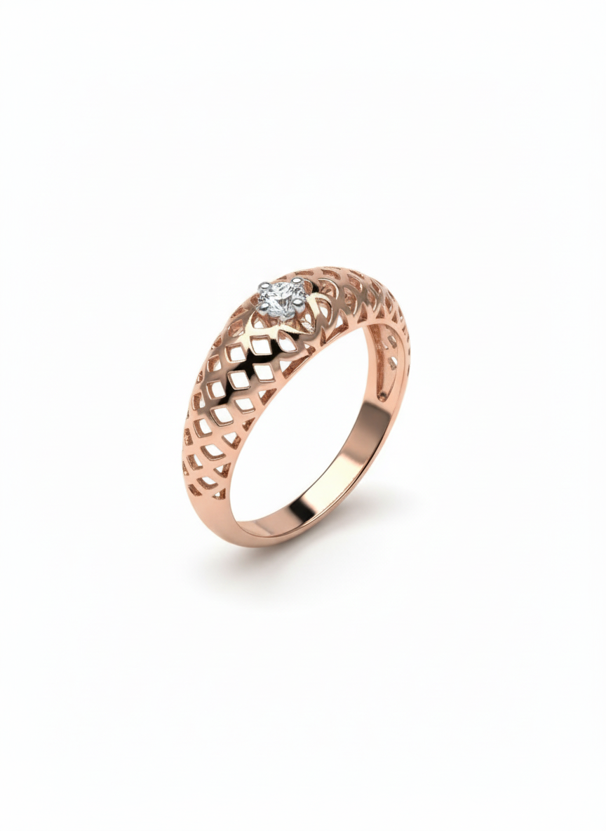 Heritage Mesh Ring - 18K Rose Gold Rhodium Plated