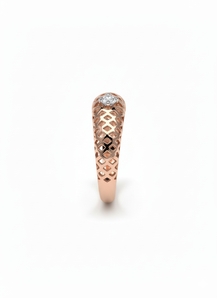Heritage Mesh Ring - 18K Rose Gold Rhodium Plated