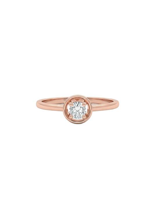 Orbit Diamond Centre Ring - 18K Rose Gold Rhodium Plated