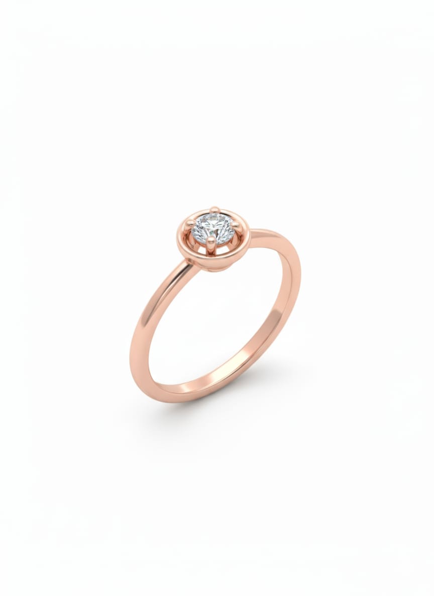 Orbit Diamond Centre Ring - 18K Rose Gold Rhodium Plated