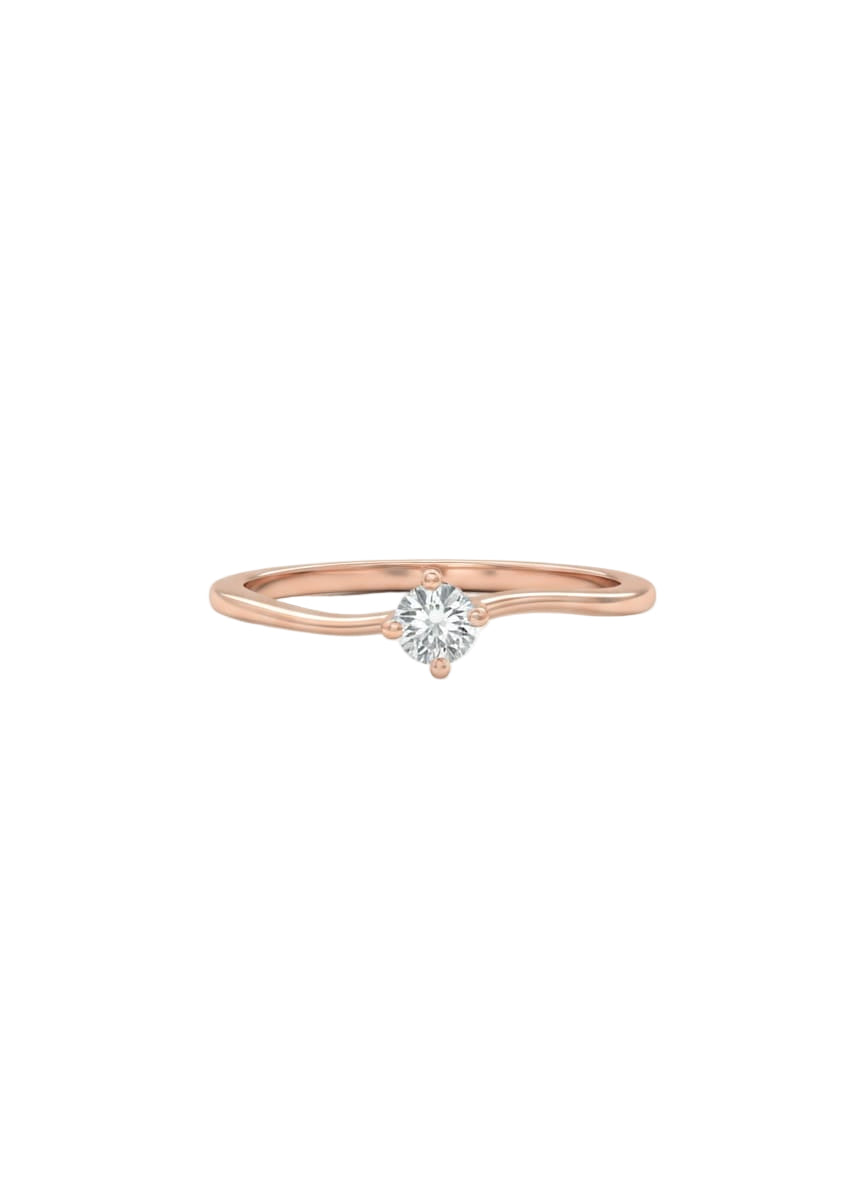 Minimalist Centre Diamond Ring - 18K Rose Gold Rhodium Plated