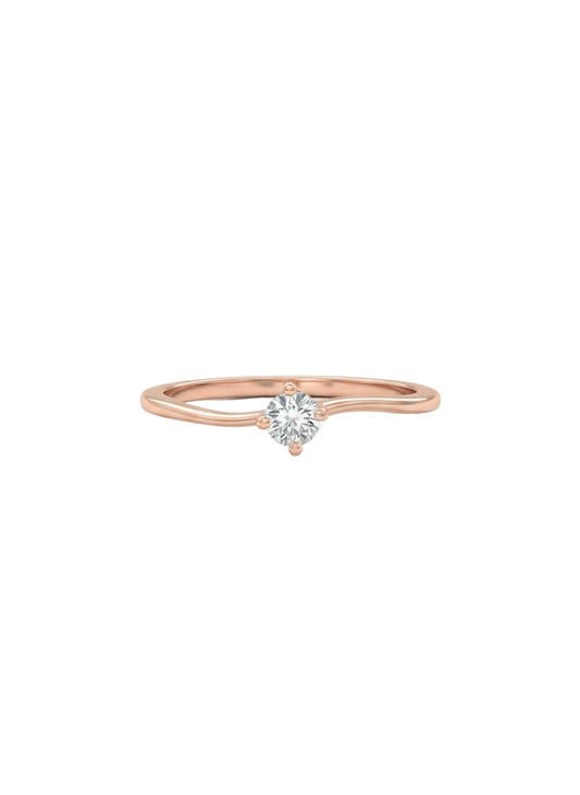 Minimalist Centre Diamond Ring - 18K Rose Gold Rhodium Plated