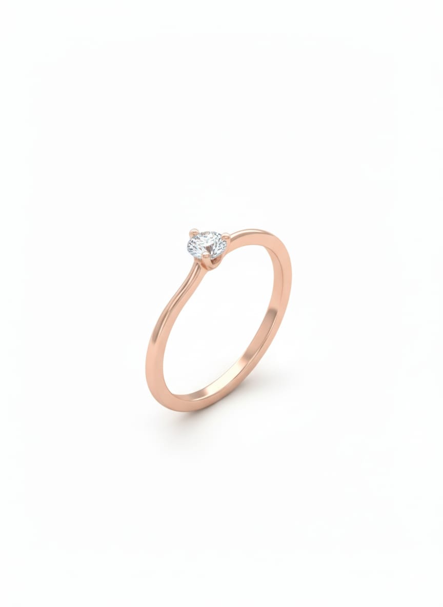 Minimalist Centre Diamond Ring - 18K Rose Gold Rhodium Plated