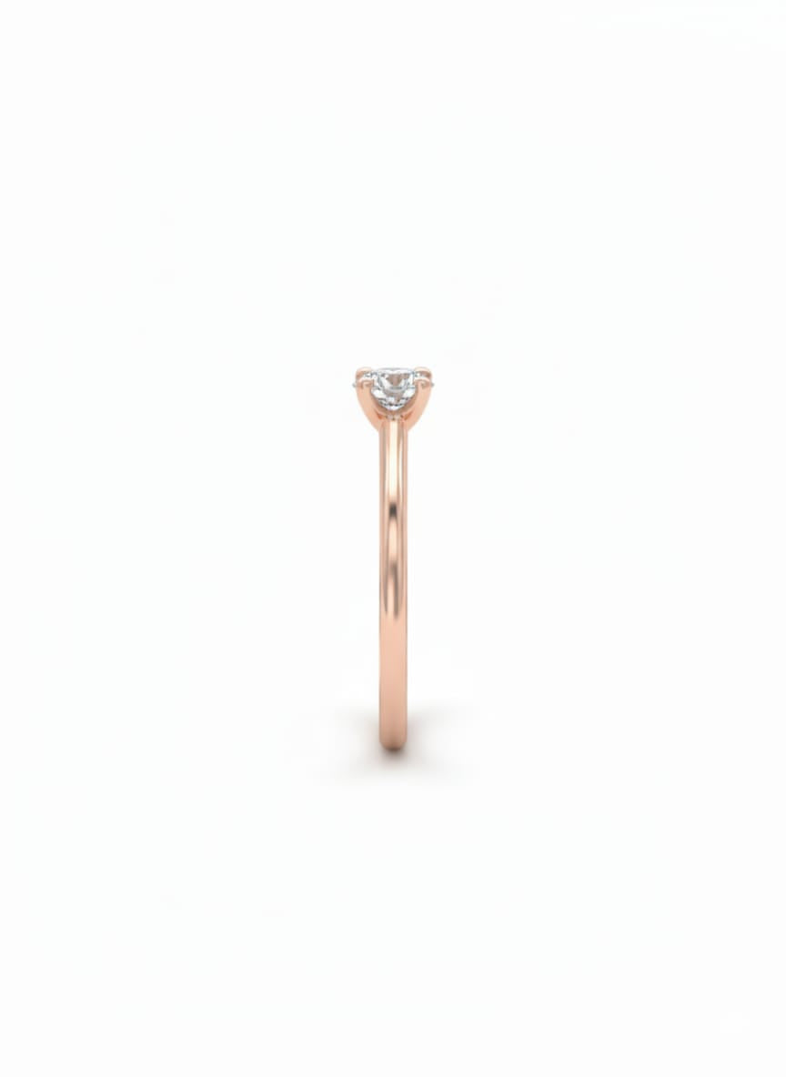 Minimalist Centre Diamond Ring - 18K Rose Gold Rhodium Plated