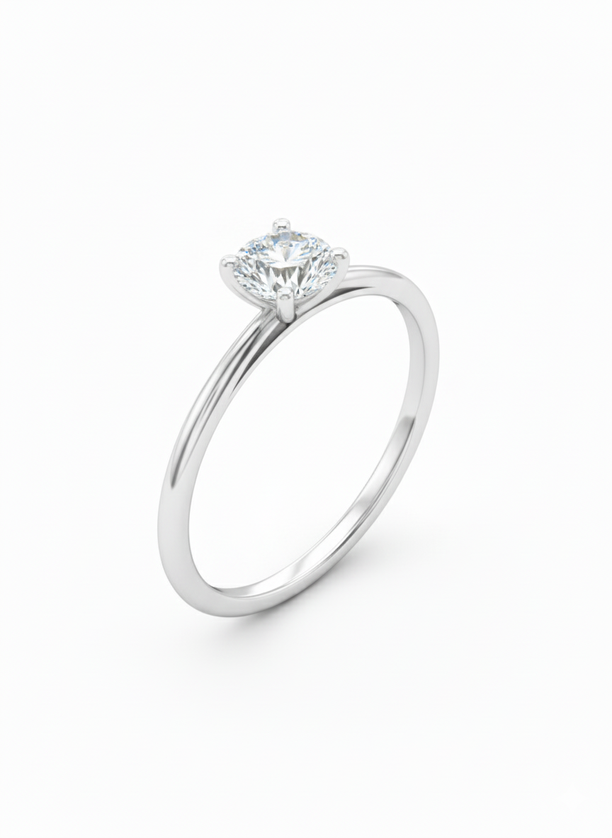Spark Solitaire Ring – 18K White Gold Rhodium Plated