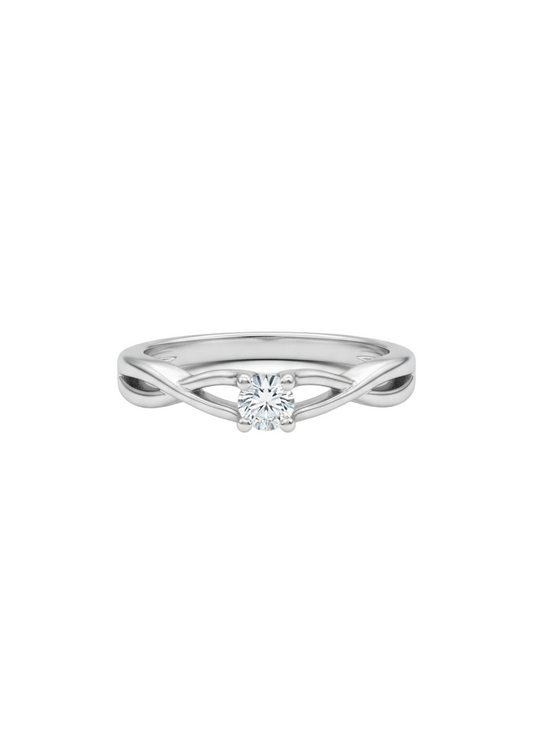 Sculpted Crossband Ring – 18K White Gold Rhodium Plated