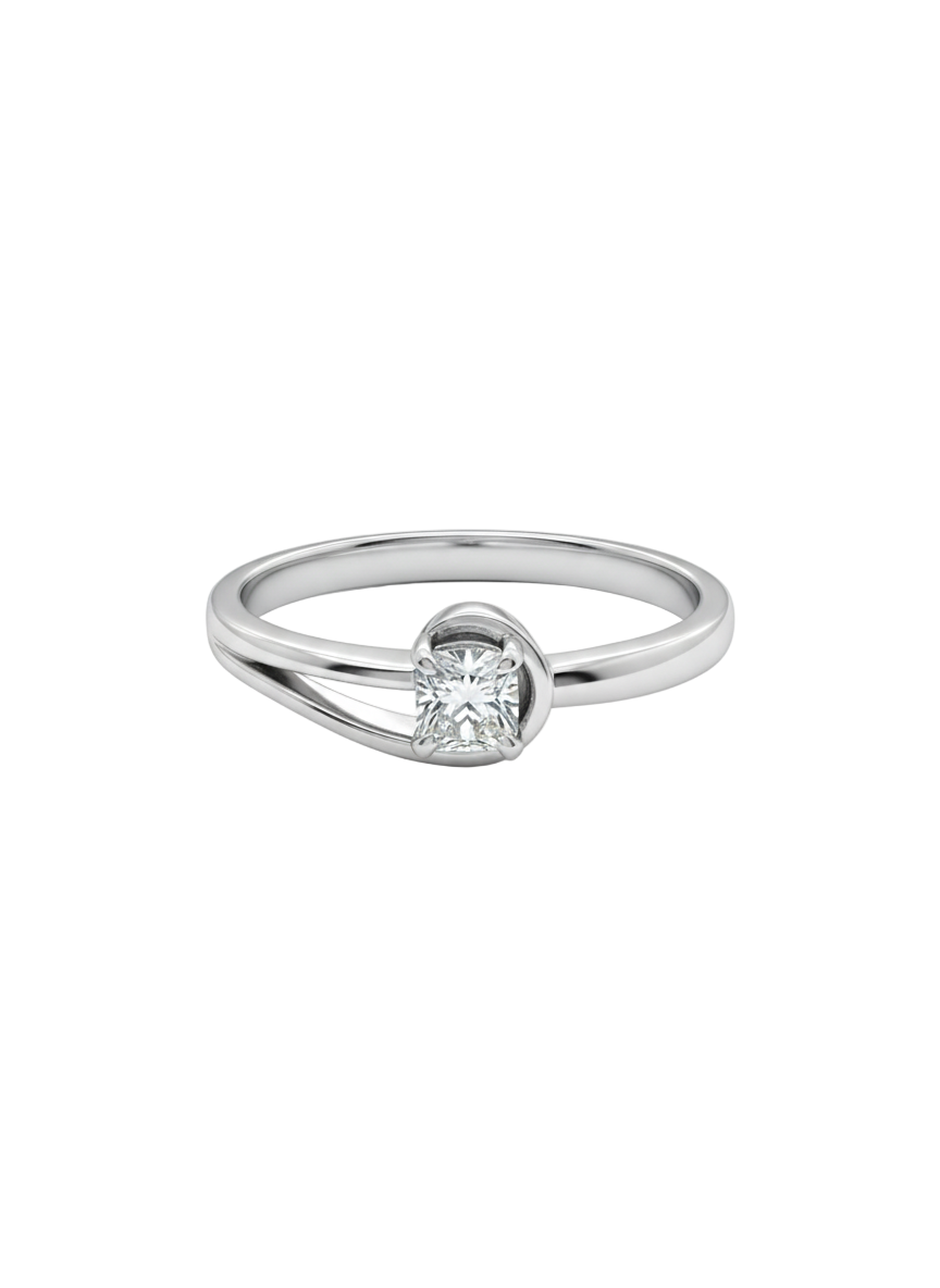 One Curve Sparkle Ring – 18K White Gold Rhodium Plated