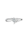 Diamond Embraced by Curves Ring in 18K White Gold Rhodium Plated
