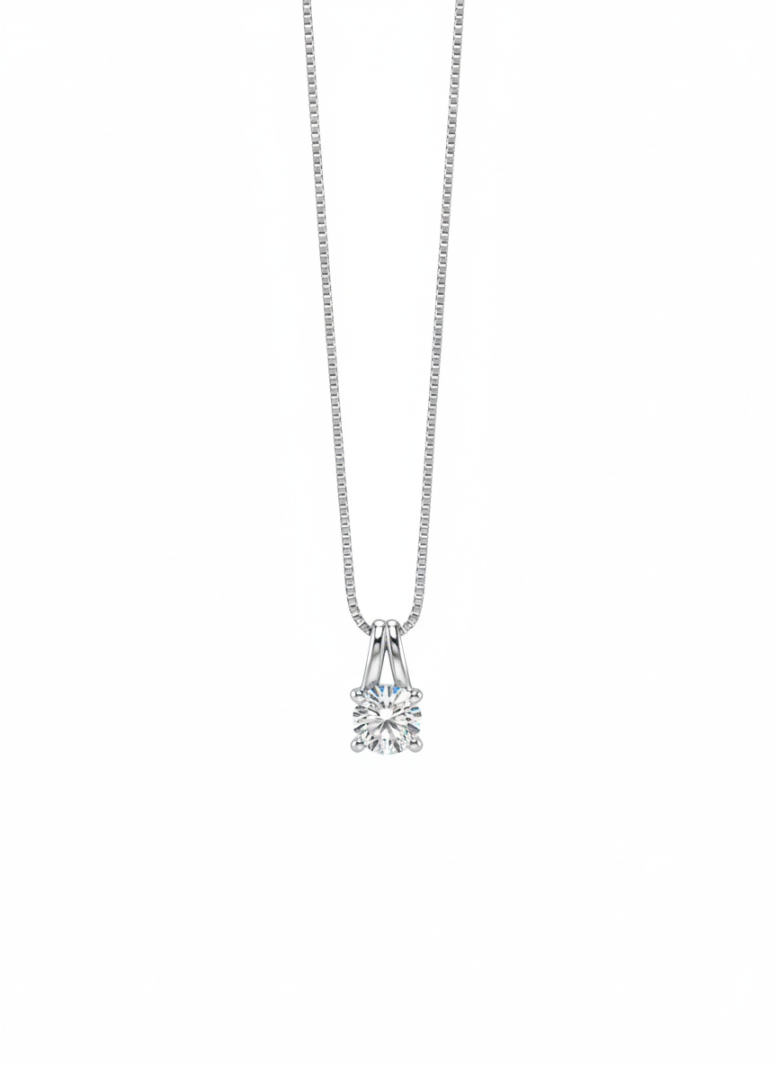 Everyday Spark Pendant with Chain – 18K White Gold Rhodium Plated