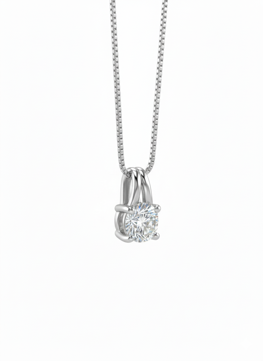 Everyday Spark Pendant with Chain – 18K White Gold Rhodium Plated