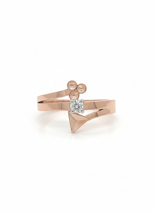 Asymmetrical Nova18k Rose Gold Rhodium Plated Lab-Grown Diamond Ring