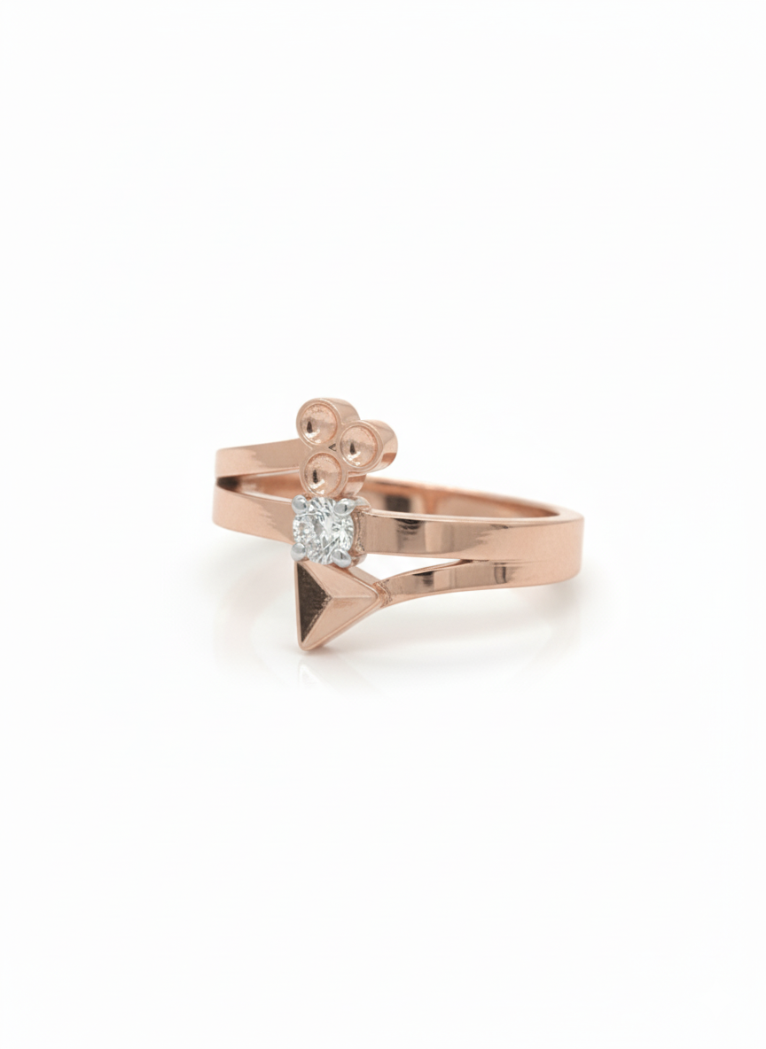 Asymmetrical Nova18k Rose Gold Rhodium Plated Lab-Grown Diamond Ring