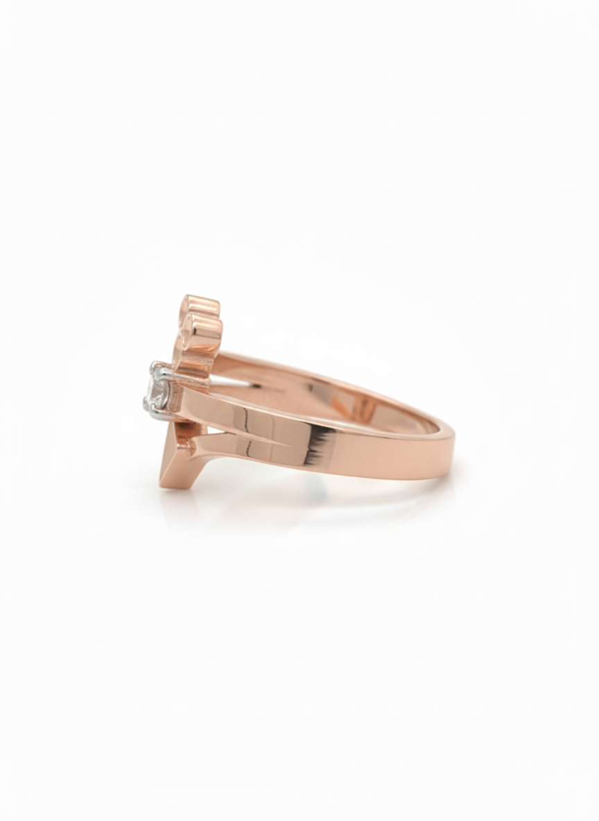 Asymmetrical Nova18k Rose Gold Rhodium Plated Lab-Grown Diamond Ring