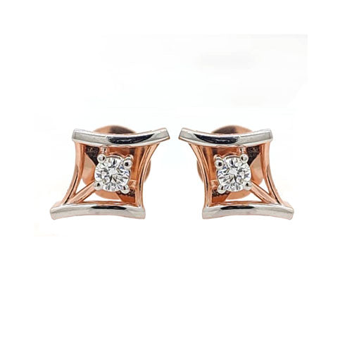 Lunara Crosslight Studs – 18K Rose & White Gold Rhodium Plated