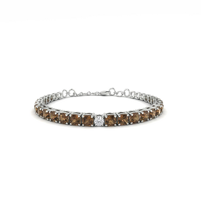 Smoky Quartz & Lab Grown Diamond Tennis Bracelet