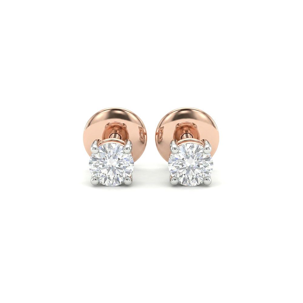 Round Solitaire Lab Diamond Stud Earrings