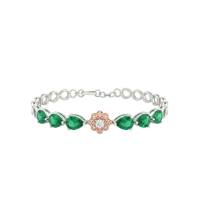 Florian Pear Cut Emerald & Lab Grown Diamond Bracelet