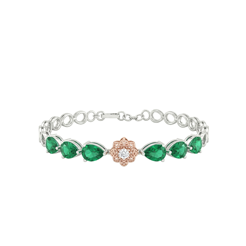 Florian Pear Cut Emerald & Lab Grown Diamond Bracelet