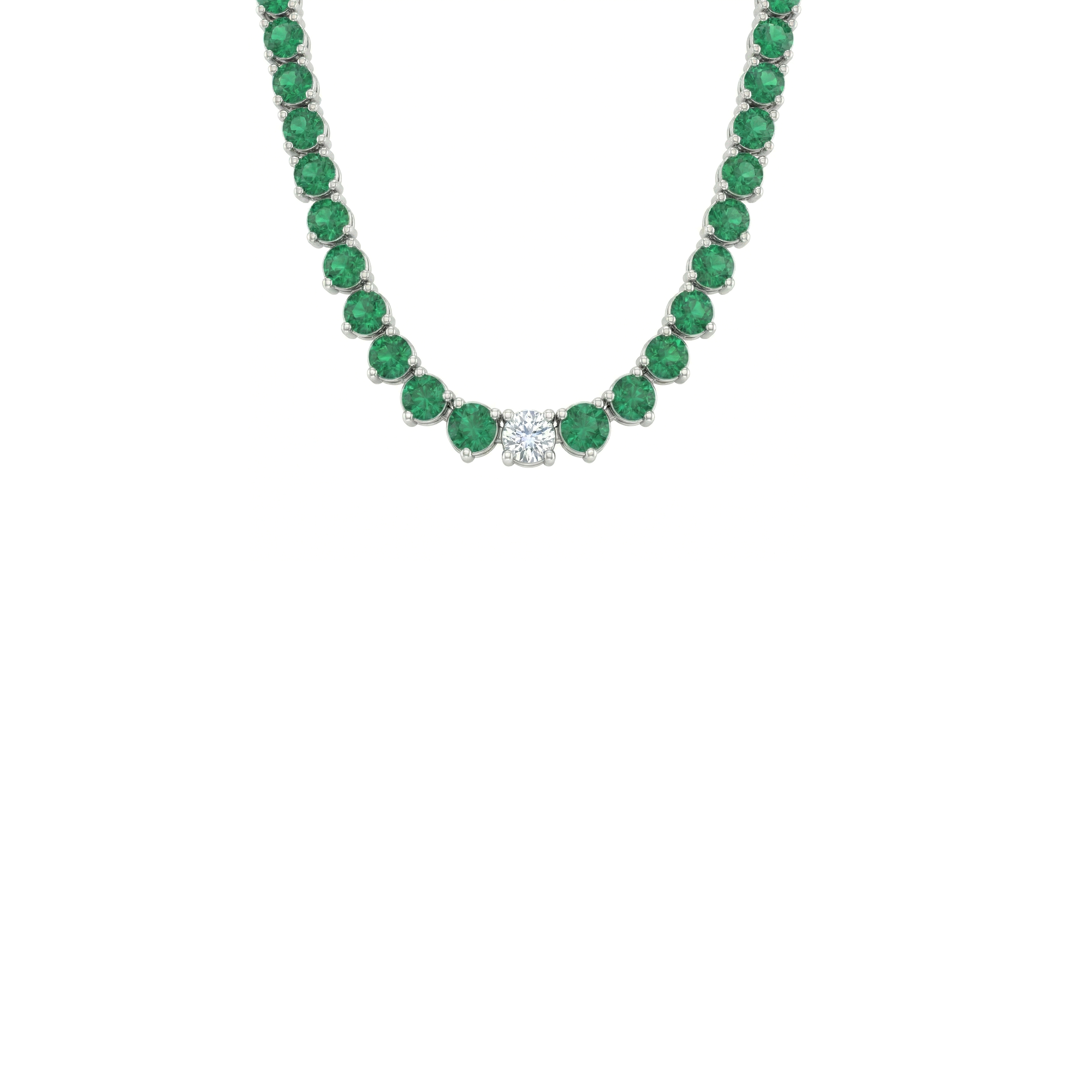 Man Made Emerald Diamond Necklace