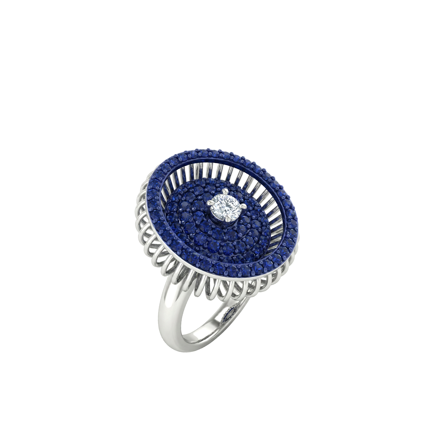 Blue Sapphire Crown Ring