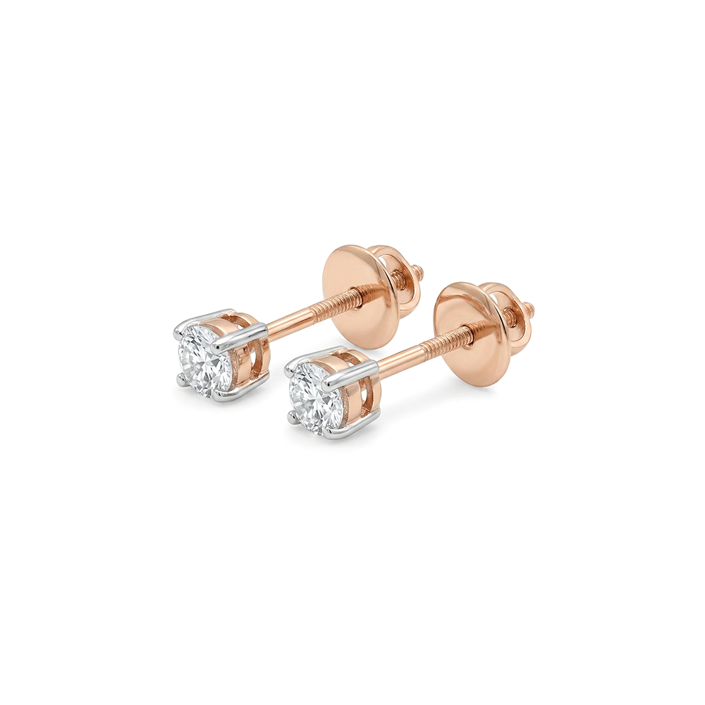 Round Solitaire Lab Diamond Stud Earrings