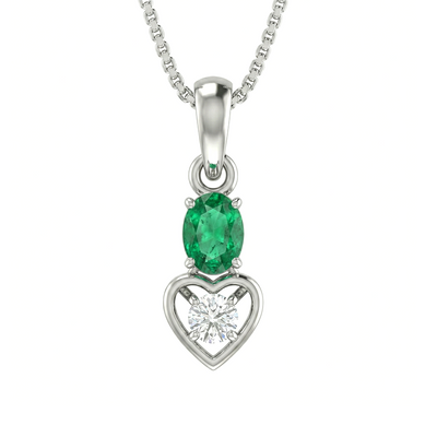 Green Gem Heart Pendant Set