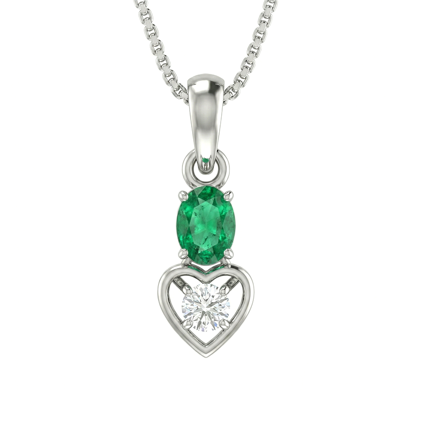 Green Gem Heart Pendant Set
