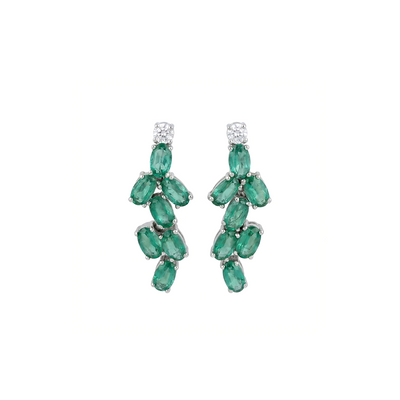 Emerald Layered Drop Diamond Earrings