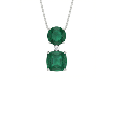 Double Emerald Drop Lab Diamond Pendant