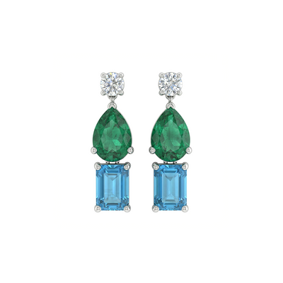 Royal Dual Gem Drop Diamond Earrings