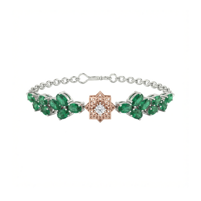 Flora Petal Emerald Diamond Bracelet