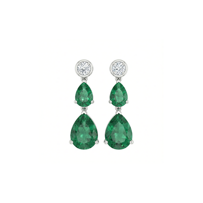 Emerald Lush Drop Diamond Earrings