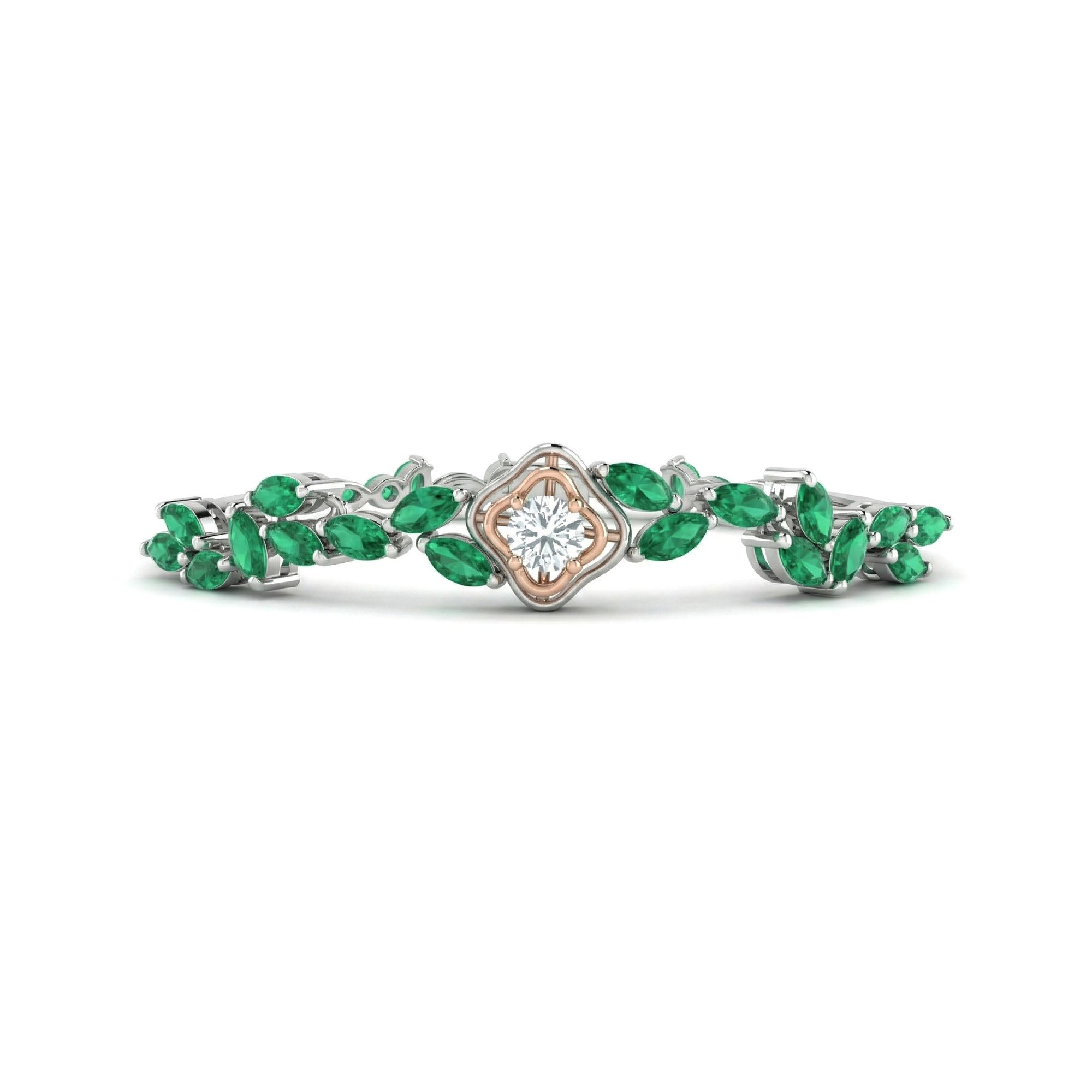 Seraphine Petal Emerald Diamond Bracelet