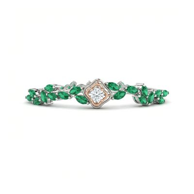 Lab Grown Diamond & Marquise Emerald Leaf Bracelet for Women