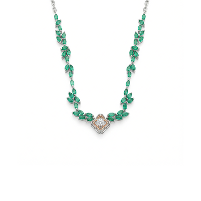 Leaf Trail Emerald and Diamond Necklace