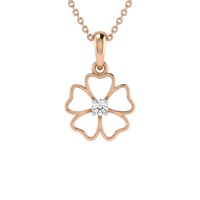 Floral Lucky Lab Diamond Pendant with Chain