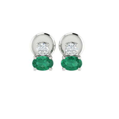 Green Emerald Lab Diamond Stud Earrings