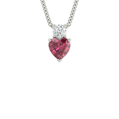 Rosy Pink Heart Lab Diamond Pendant with Silver Chain
