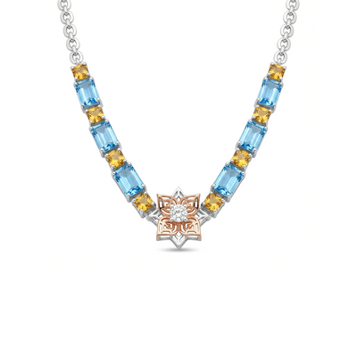 Cascade Floral Stone Diamond Necklace
