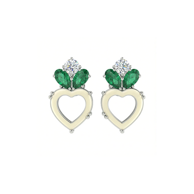 Lustre Heart Stone Diamond Earrings
