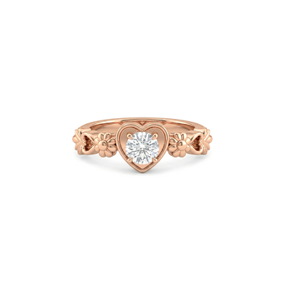 Rosette Heart Bloom Diamond Ring