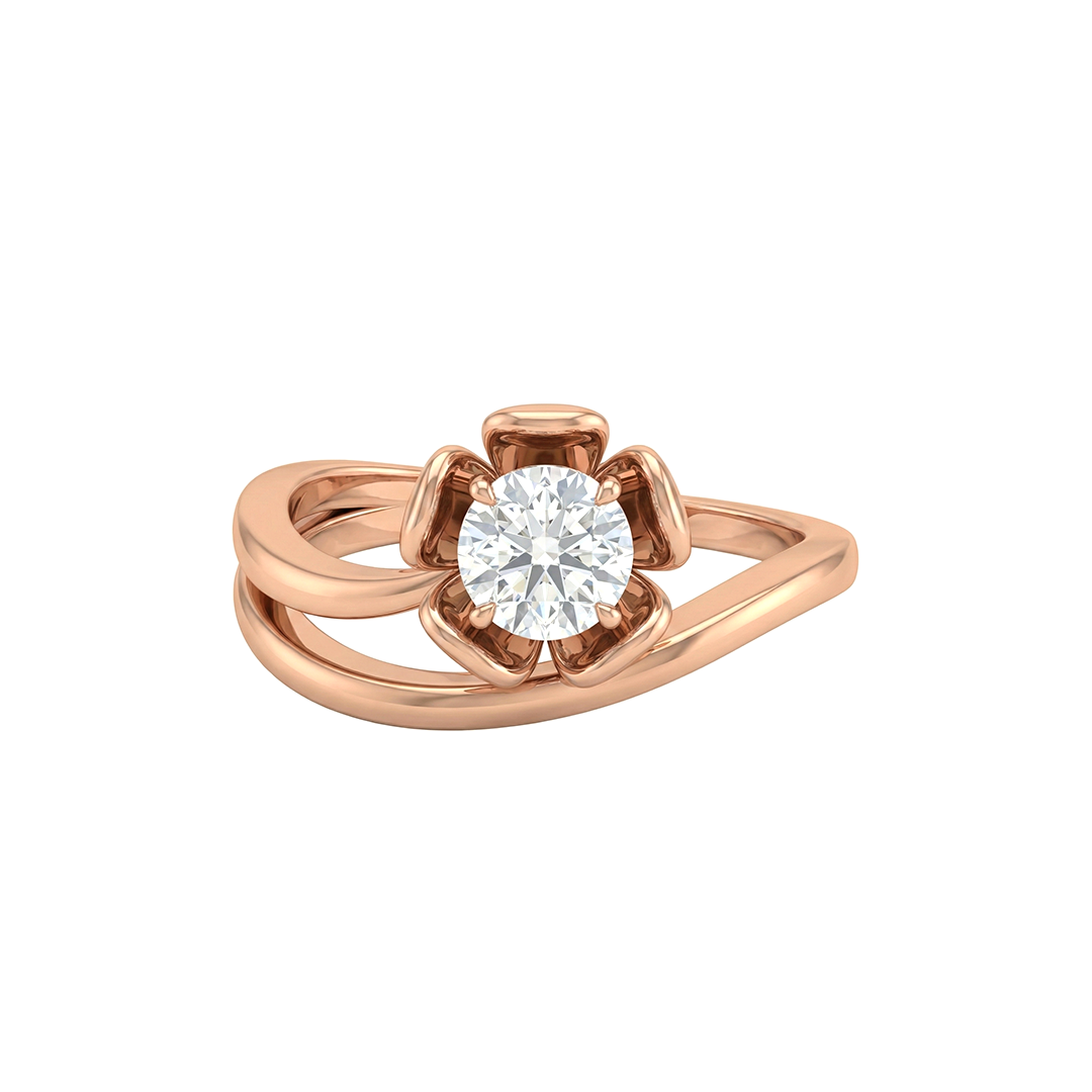 Floral Twist Solitaire Lab Diamond Ring