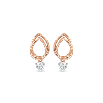 Crescent Arc Solitaire Lab Diamond Earrings in Rose Gold