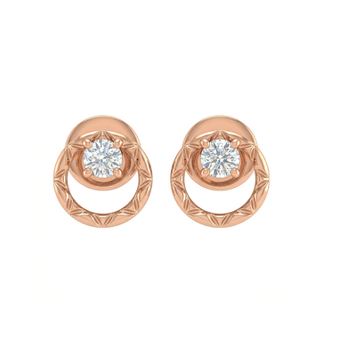 Crescent Solitaire Lab Diamond Earrings in Rose Gold