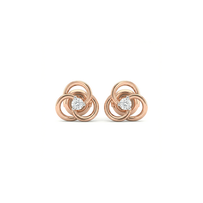 Lab Diamond Flower Stud Earrings for Women, Swirl Design