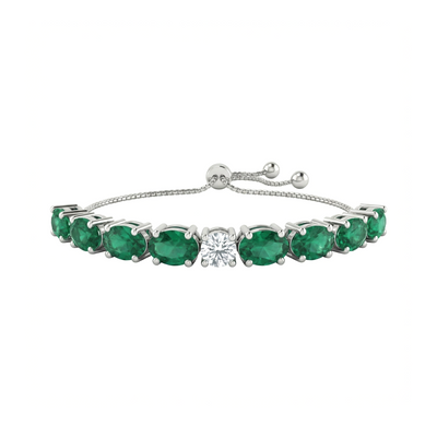 Green Emerald Tennis Bracelet with Lab Grown Diamond