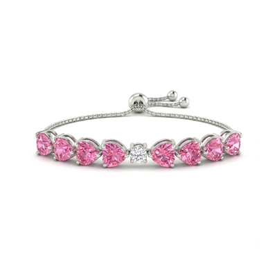 Pink Heart Lab Diamond Bracelet